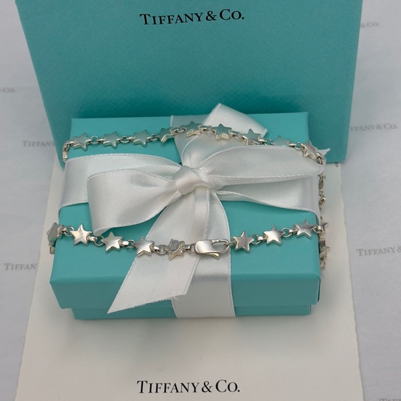Tiffany & Co. Star Link Chain Necklace Sterling Silver 925 W/ Pouch, Bag & Box - Picture 9 of 11